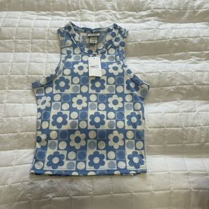 rue21 blue floral tank top